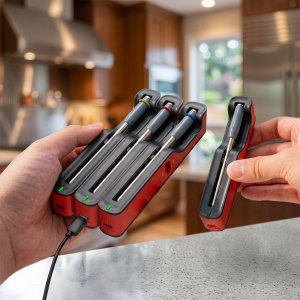 MeatStick V Core Charge Stacks connected for multi-stick charging.