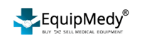EquipMedy logo featuring a healthcare cross and handshake symbol representing trusted medical equipment solutions, buying and selling healthcare equipment across India.