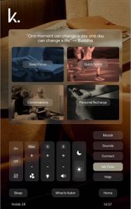 The Kabin UI with menu the various modes that you can choose for work, quick sprints and more.