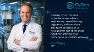 John Murphy, CEO of CyGen Alpha Systems, in a radiopharmaceutical manufacturing environment.