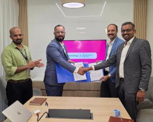 Representatives of Pixelology Labs and RecruitmentBricks during the signing of the strategic GTM partnership agreement in Kochi.