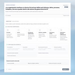 Captura de la plataforma de evaluación de madurez de ia
