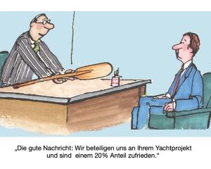 Investor übbereicht Ruderkellle für 20% Beteiligung