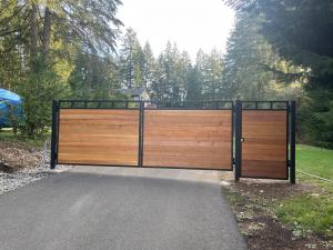 custom crafted wooden gate built in Gig Harbor, WA done by Interactive Gates