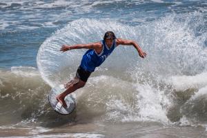 Mason Broussard skimboarding at Jackalope Festival