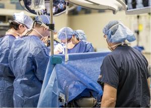 Dr. Bruce Brenn, Director of Anesthesia at Shriners Children’s Philadelphia, and team performing surgery on a patient.