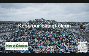 Image of a mount of landfill including vaping pens and other trash that doesn't easily degrade with the text "Keep our planet clean"