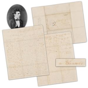 Abraham Lincoln autograph letter signed, written in Springfield, Illinois on February 16, 1842, one of the earliest Lincoln letters ever offered at auction. Estimate: $18,000-$25,000