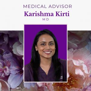 Portrait of Dr. Karishma Kirti, MD, MS (Breast Oncoplasty), FEBS (Breast Surgery), smiling and wearing a white lab coat, representing her role as a global medical advisor for Learn Look Locate.