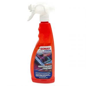 SONAX Ceramic Quick Glass Coating, a ceramic glass treatment that creates a water-repellent protective layer on vehicle windshields and exterior glass.