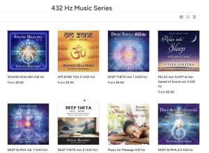 album art images of Steven Halpern's albums available in 432 Hz