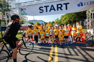 A group shot of the kids participating in the 7x24 Exchange DC Chapter's 2026 Cloud Run 1-mile Fun Run!