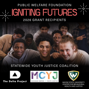 Text and logo graphics over a photo of happy boys smiling at the camera.