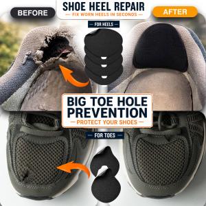 Before and After - aZengear Shoe Heel Repair and Big Toe Hold Prevention Patch Kit