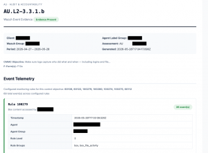 Audit Evidence/Artifact from Box for CMMC Control AU. L2-3.3.1.b