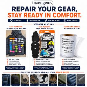 aZengear jacket, shoe, tent repair solutions