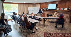 Students attend a humanities lesson at Geneva Academy, Roseburg’s only classical Christian private school