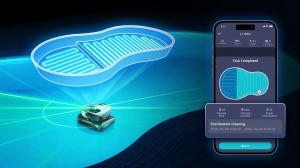 CHASING L1 Ultra LiDAR Mapping feature showing post-clean pool path map on mobile app
