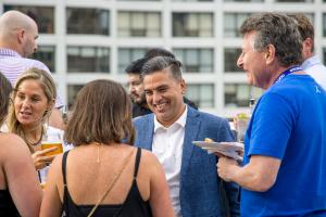 People networking and smiling