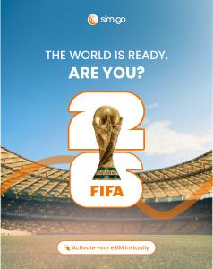 Simigo World Cup travel eSIM campaign promoting global connectivity for international travelers.