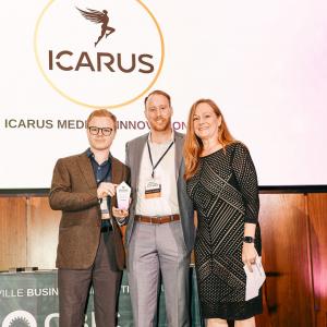 Connor and Carter of Icarus Medical accepting the 2026 Startup of the Year Award at the CBIC Annual Awards Gala in Charlottesville, Virginia.