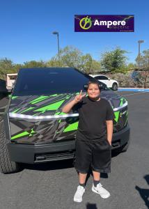 Luis pictured with the Ampere Electric Cybertruck