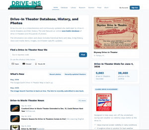 Drive-ins.com newly redesigned Homepage