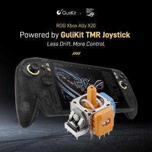 GuliKit TMR joystick technology featured in ROG Xbox Ally X20 handheld gaming device.