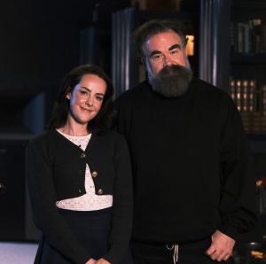 Jena Malone poses for a picture alongside Chris Collins, the host of Books That Changed My Life