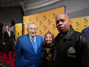 (L-R) Rabbi Marvin Hier, Marlene Hier, and Movie Reviews and More host Brian Sebastian at the 20th Annual Los Angeles Jewish Film Festival Opening Night Gala, Saban Theatre, Beverly Hills. Photo by ©MovieReviewsAndMore.