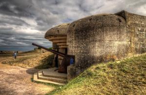 German bunker on D-Day beach in Normandy