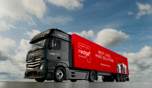 Pulse Trailer marketing roadshow full branded Redge articulated truck and trailer on motorway render | The Clear Idea