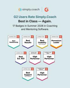 Badges won by Simply.Coach in the G2 Summer 2026 Report