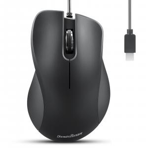 PERIMICE-221C ergonomic USB-C wired mouse featuring a sculpted right-handed design for comfortable all-day use and reduced hand fatigue.