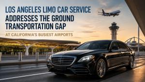 Lavish Black Mercedes Sedan with LAX Airport in Background