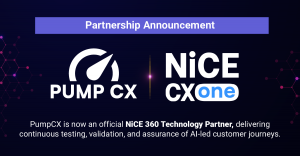 PumpCX plus NiCE logos shown together along with a headline describing the partnership