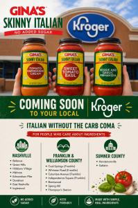 Gina Skinny Italian Poster Image Kroger Locations, poster with locations for new feature in Kroger Middle Tennessee Stores