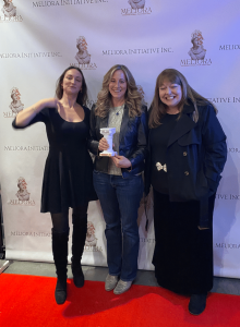 Jennifer Payeur receives award with Producer, Mary Agnes Antonopoulos and Film Editor, Isabelle Courtney Weissman