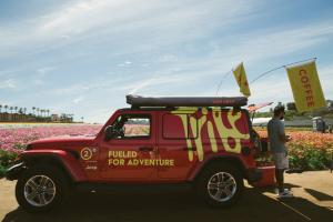 Tribe Coffee Jeep wagon serves coffee at Carlsbad Flower Fields