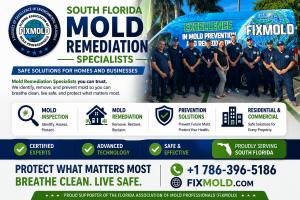 South Florida Mold Remediation Specialists team standing in front of branded service vehicle