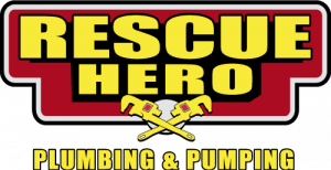 Official logo for Rescue Hero Plumbing & Pumping featuring crossed wrenches.