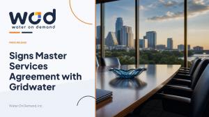 picture of an office, Water On Demand logo and message
