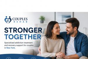 Young couple receiving addiction recovery support and relationship counseling through Couples Rehab New York treatment resources.