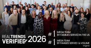 RealTrends Verified award badge graphic honoring Reynolds EmpowerHome Team as the #1 Mega Team in the United States for Families Served.