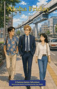 The cover shows Famous James, Hiro and Emi walking through Chiba Japan