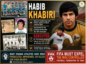 Habib Khabiri the former captain of Iranian national football team was executed in 1984 for his affiliation with the main Iranian opposition movement, the MEK.