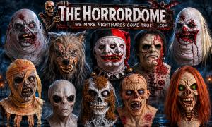 Ten new The Horror Dome 2026 HD Studios Pro Halloween masks, including zombie, clown, werewolf, mummy, and alien designs