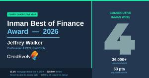 Jeffrey Walker Named Inman Best of Finance Winner for Fourth Consecutive Year