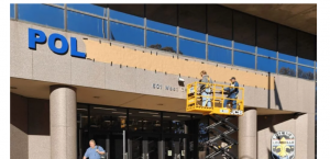 Custom dimensional letter installation for Louisville Metro Police Headquarters entrance