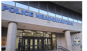 Completed dimensional letter signage at Louisville Metro Police Headquarters